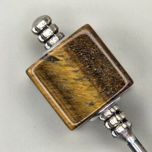 Tessarok Natural Golden Tiger Eye Stainless Steel Hair Stick One Of A Kind